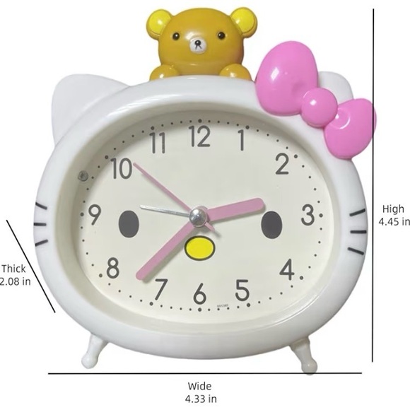 Hello Kitty Clock with Pink Bow and Bear - Picture 4 of 9